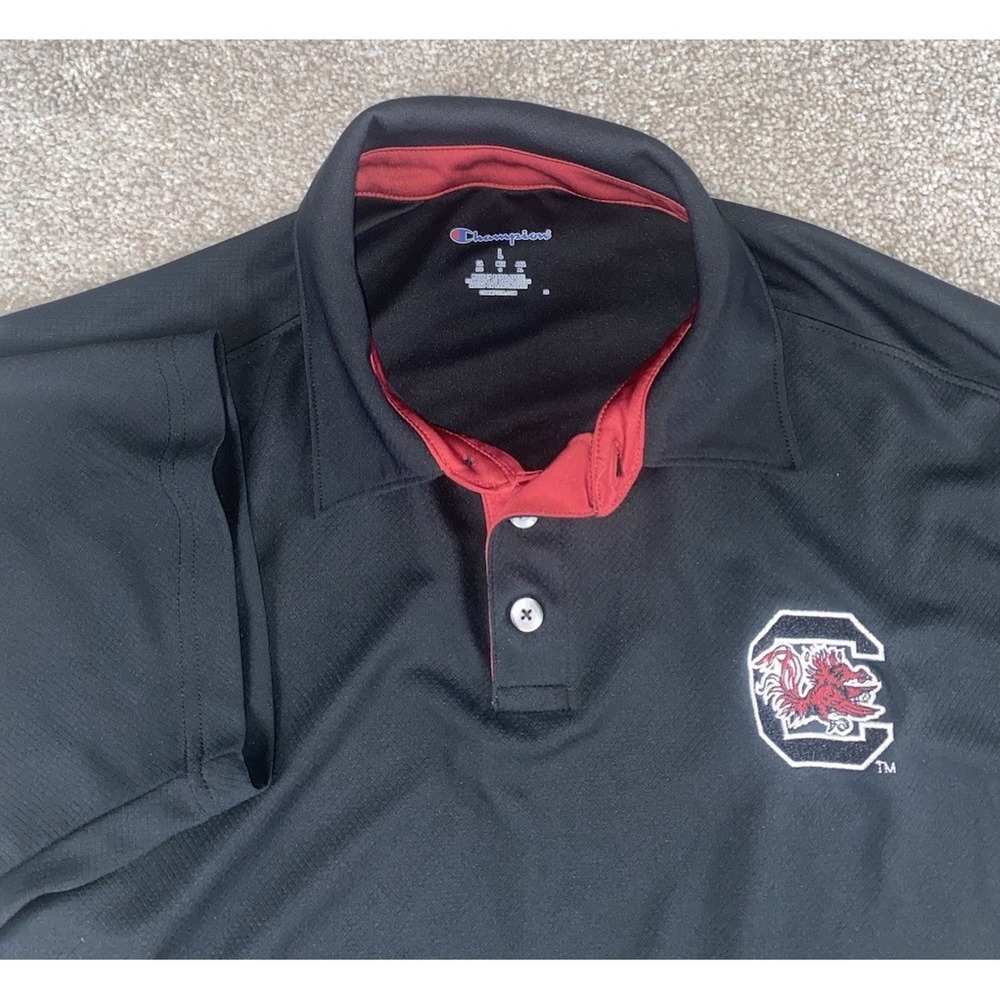 Champion South Carolina Gamecocks Polo Shirt Men Large Black Performance‎ NCAA
